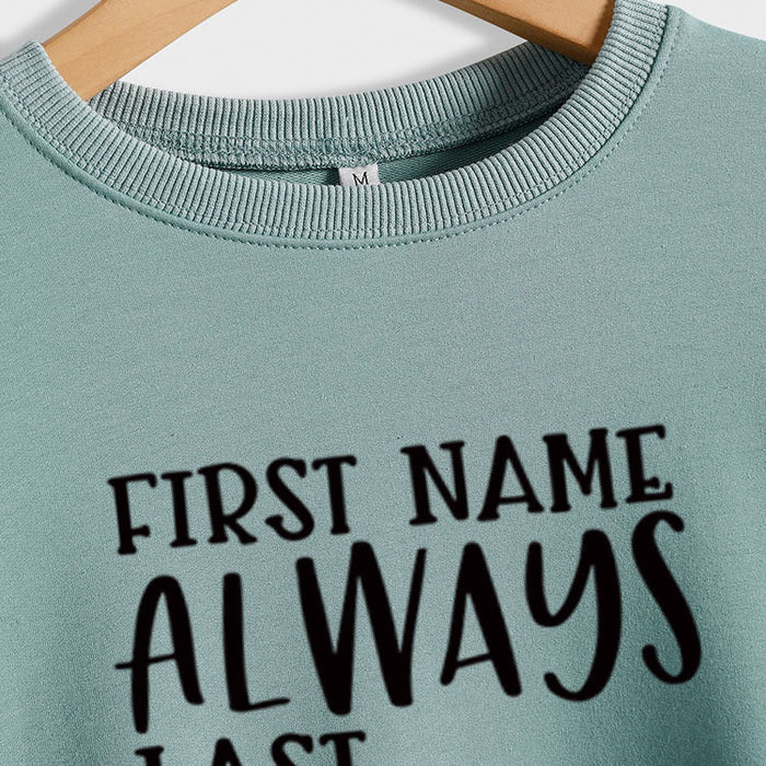 FIRST NAME ALWAYS Women's Letter Loose Long Sleeve Sweater