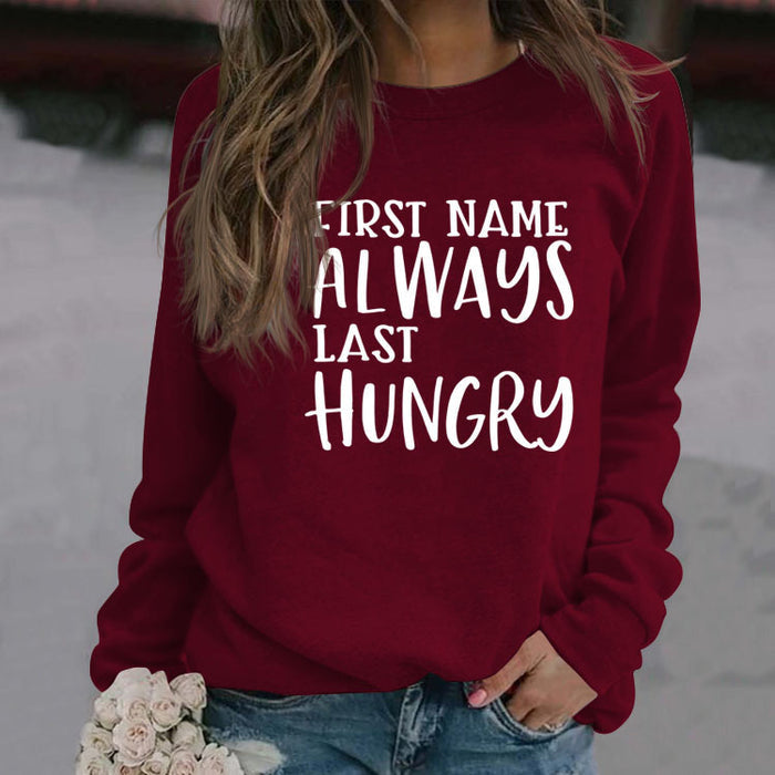 FIRST NAME ALWAYS Women's Letter Loose Long Sleeve Sweater