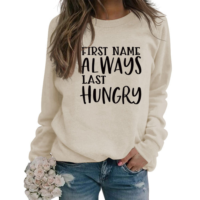 FIRST NAME ALWAYS Women's Letter Loose Long Sleeve Sweater