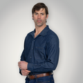 Fitted Chambray Button Up - Dark Wash