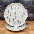 Floral Blue and Lavender Snack Plate Set of 2 Appetizer 9" Tray Ceramic White