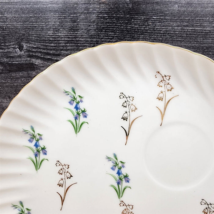 Floral Blue and Lavender Snack Plate Set of 2 Appetizer 9" Tray Ceramic White