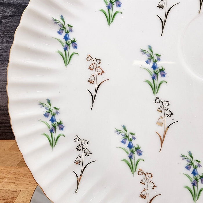 Floral Blue and Lavender Snack Plate with Gold Trim Appetizer Ceramic 9" Tray