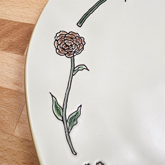 Floral Plate Decorative Flowers Embossed 11" Party Platter by Blue Sky