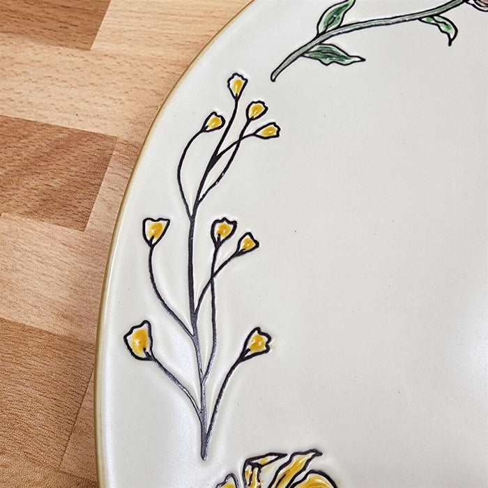 Floral Plate Decorative Flowers Embossed 11" Party Platter by Blue Sky