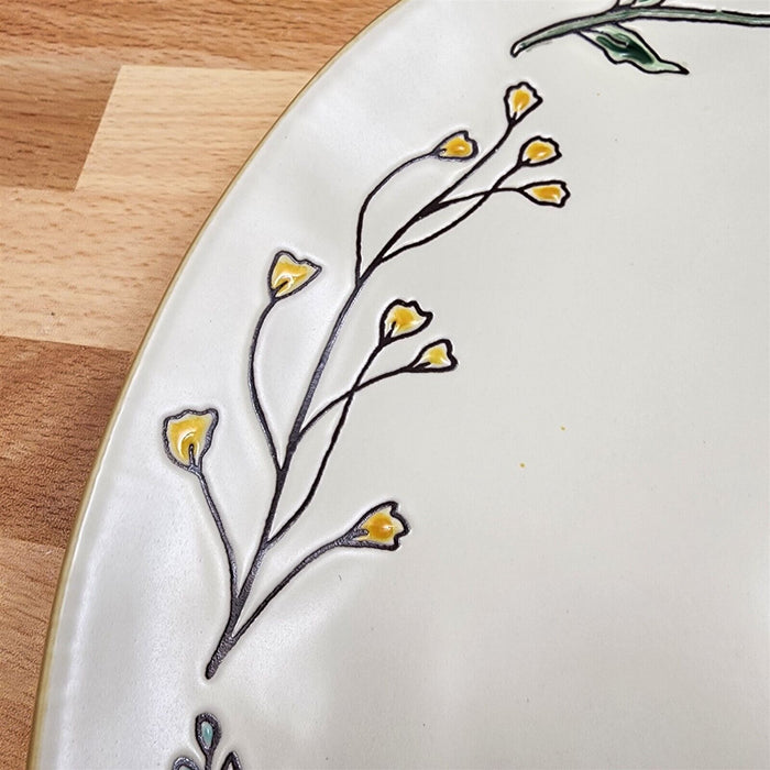 Floral Plate Decorative Flowers Embossed 11" Party Platter by Blue Sky