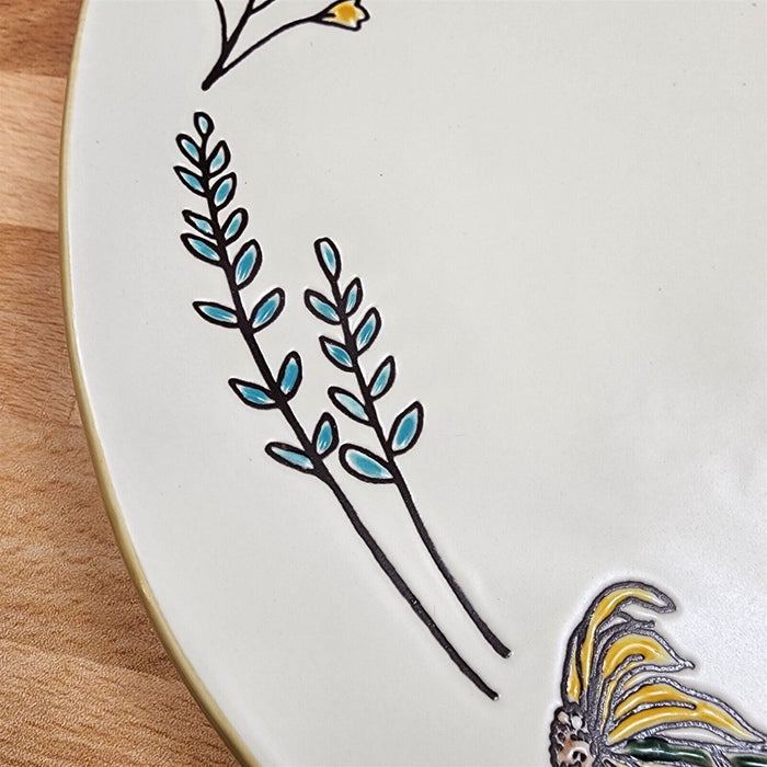 Floral Plate Decorative Flowers Embossed 11" Party Platter by Blue Sky