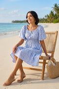Floral Rayon Midi Dress with Zipless Feeding - Blue