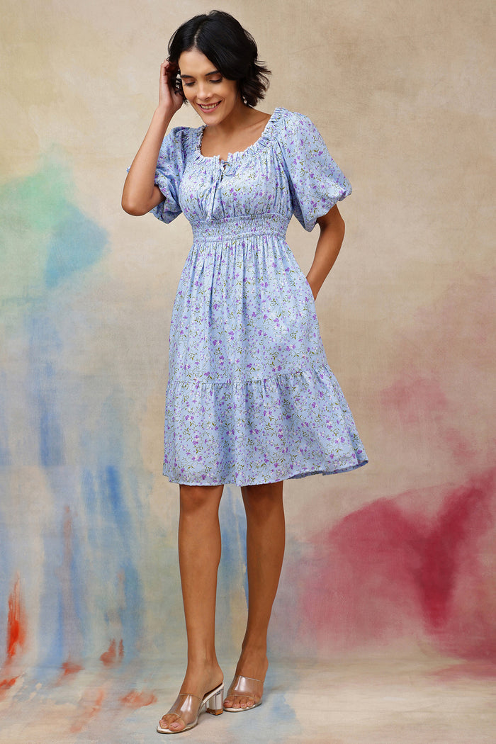 House of Zelena Floral Rayon Midi Dress with Zipless Feeding - Trusted by Mothers for Quality