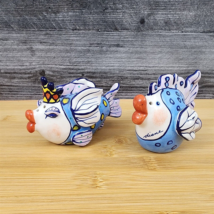 Flower Fairy Fish Salt Pepper Set Ceramic Collectible by Blue Sky