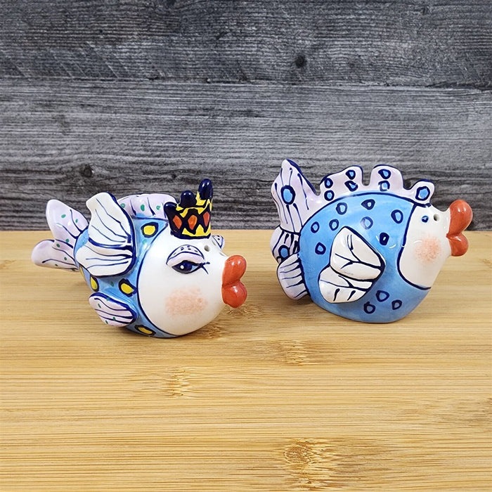 Flower Fairy Fish Salt Pepper Set Ceramic Collectible by Blue Sky