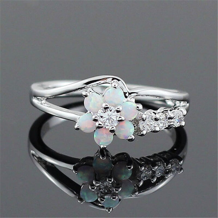 Flower Opal Crystal Ring