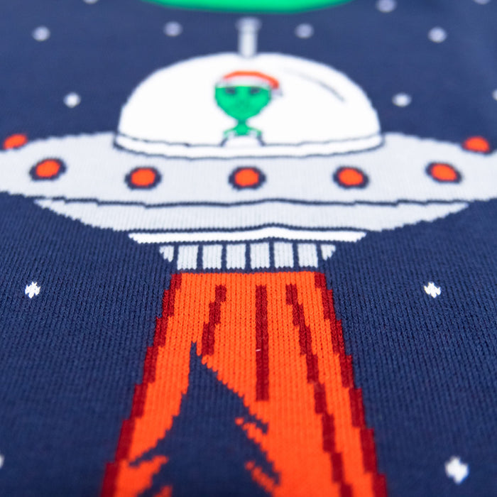 Flying Saucer Funny Tree Abduction Ugly Christmas Sweater