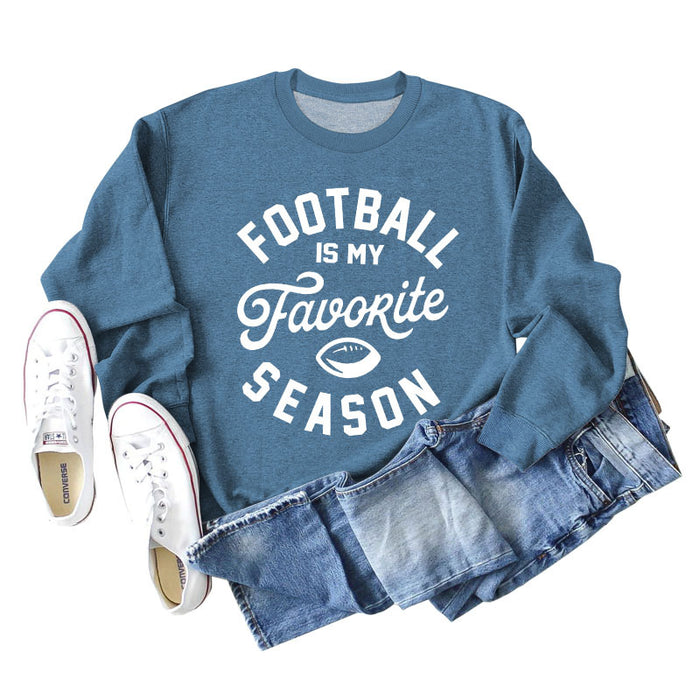 Blue sweater (white font) / S
