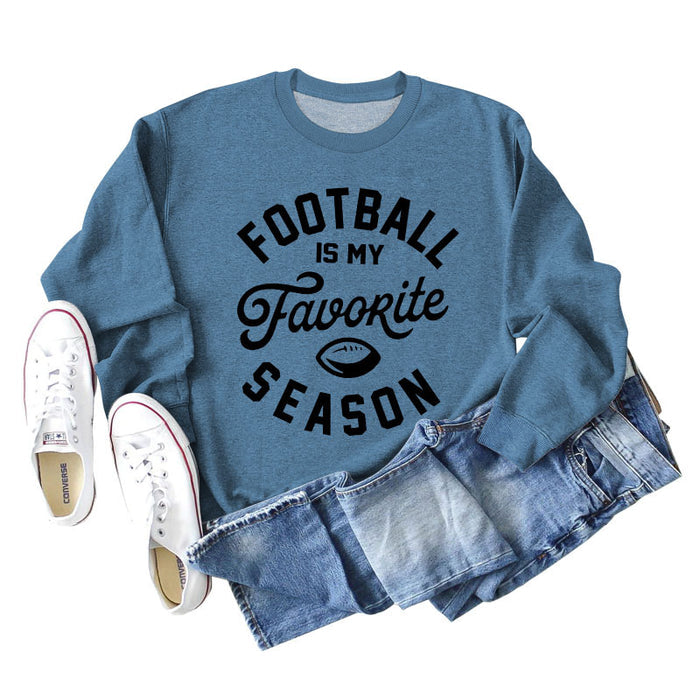 Blue sweater (black font) / S