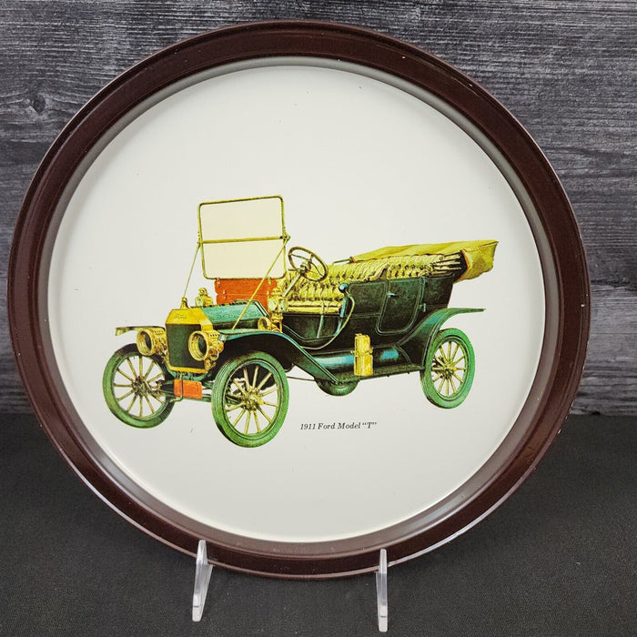 Ford Model T 1911 Antique Car Serving Tin Tray VTG Metal Atlantic Can Co