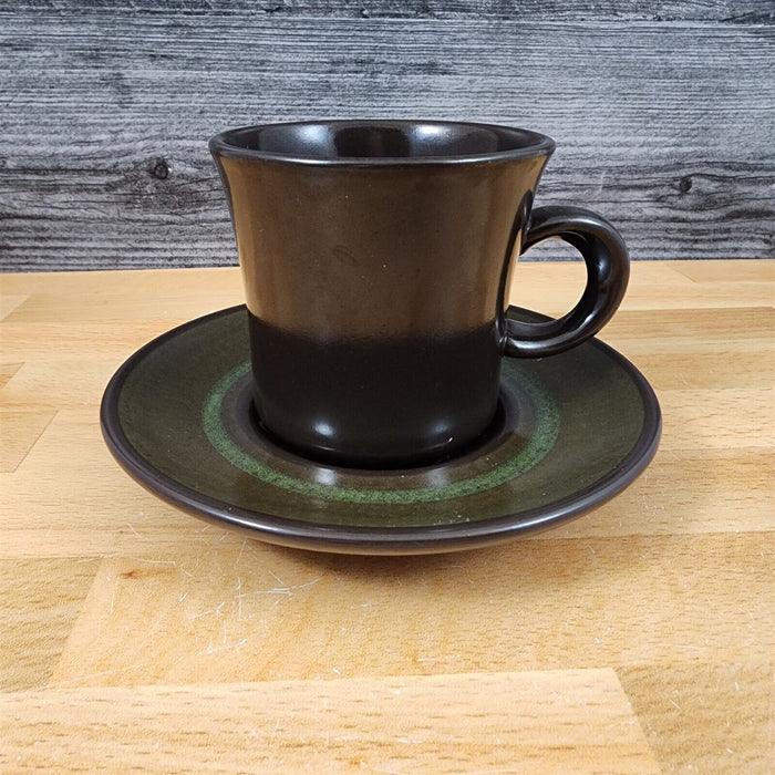 Franciscan Madeira Brown 4 Tea Cups & Saucer Set Olive Green 8 oz Mug Vtg
