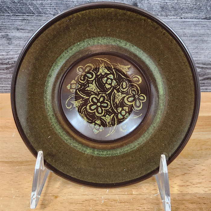 Franciscan Madeira Brown 4 Tea Cups & Saucer Set Olive Green 8 oz Mug Vtg