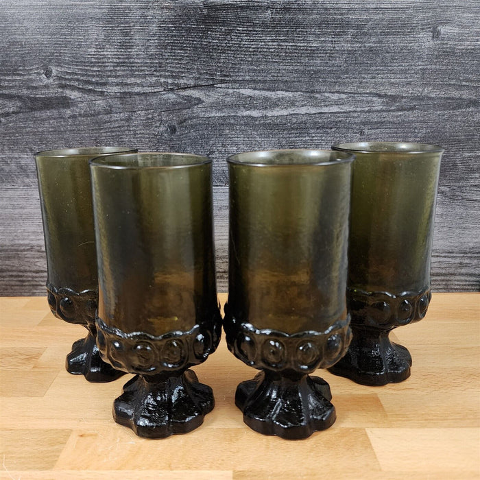 Franciscan Madeira Set of 4 Olive Green Ice Tea Glasses 6.5" Gothic Tumbler