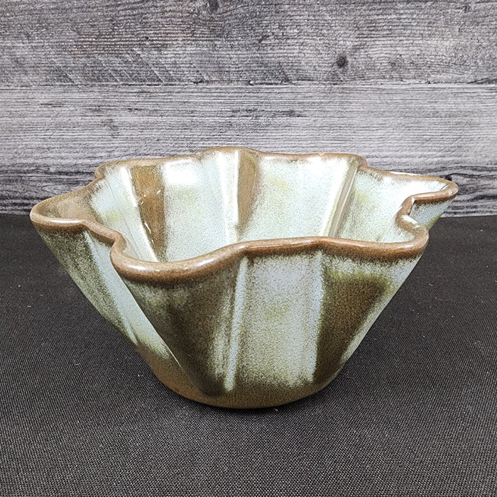 Frankoma Plainsman Woodland Moss Pottery Bowl Blue Brown Green Fluted Planter