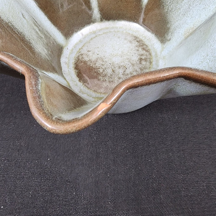 Frankoma Plainsman Woodland Moss Pottery Bowl Blue Brown Green Fluted Planter