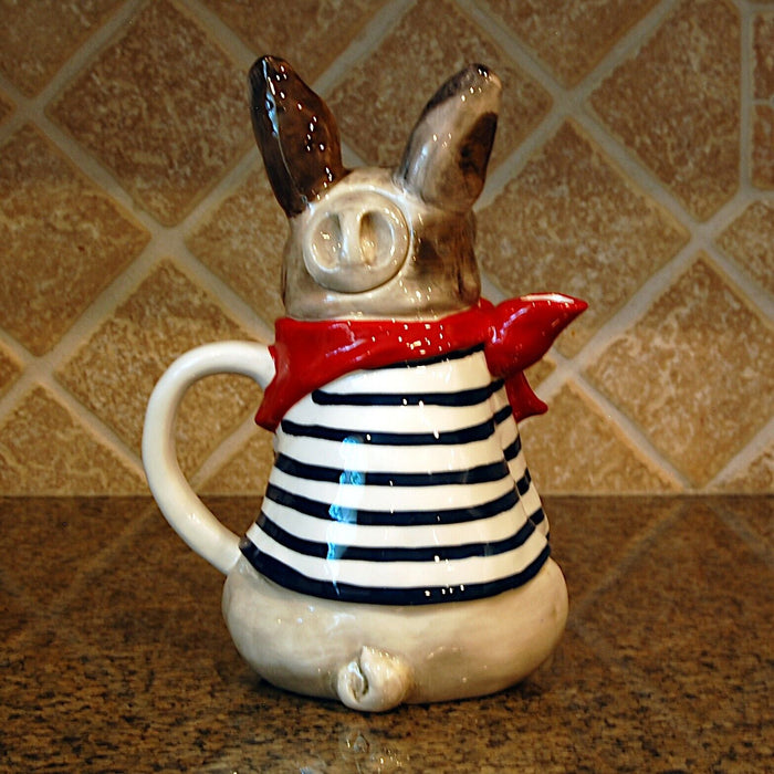 Frenchie French Bulldog Teapot Ceramic Animal Dog Embossed Décor Blue Sky