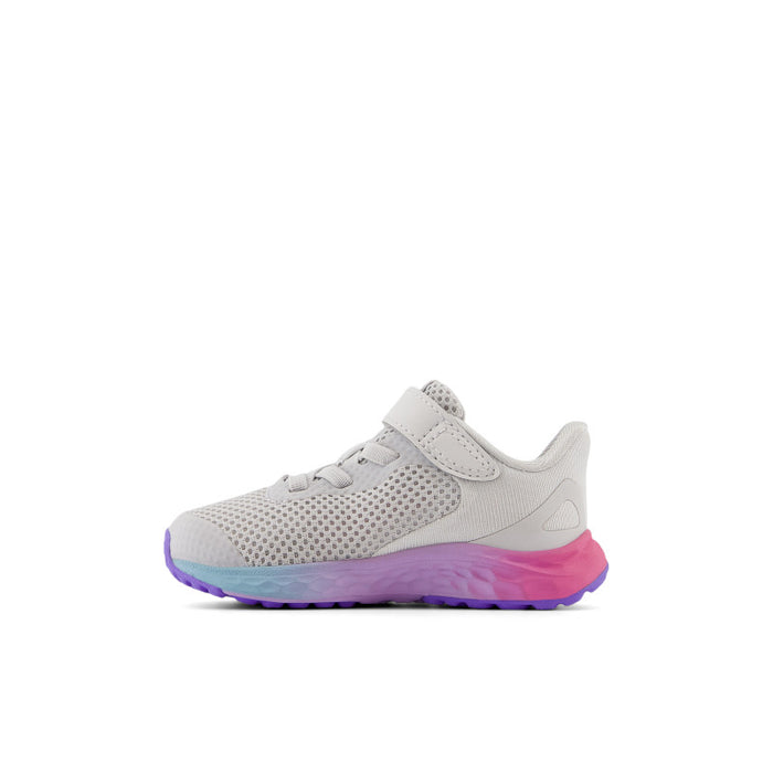 Fresh Foam Arishi v4 Bungee Lace with Top Strap - Grey Matter with Mid Century Pink and Lilac Glo - Toddlers