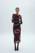 Frida Ruched Front Long Sleeve Maxi Dress - SODA Fashion Haus