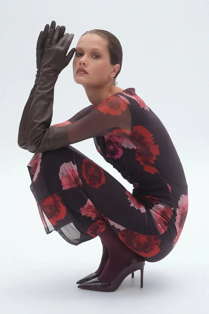 Frida Ruched Front Long Sleeve Maxi Dress - SODA Fashion Haus