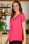 Fuchsia Pleated Top; color offers comfort and shape for daily wear.