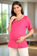 Fuchsia Solid Nursing Top; solid color offers style and comfortable fit.