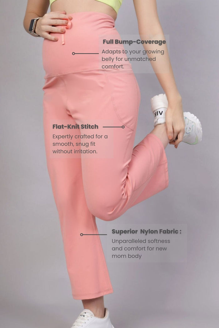 Model wearing Carrot Flair Pants; flair leg ensures movement and coverage.