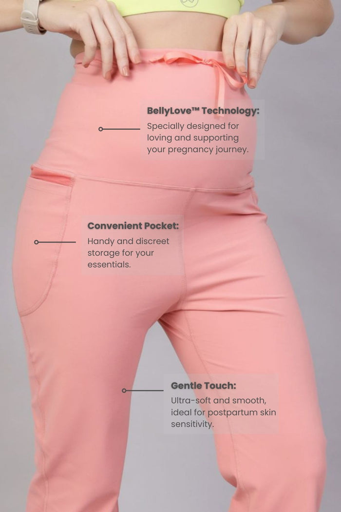 Pants bump panel; full panel covers abdomen for support during pregnancy.