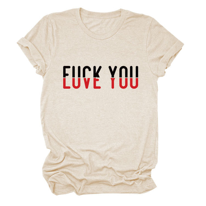 Fun printing love you casual short-sleeved comfortable simple versatile women's T-shirt
