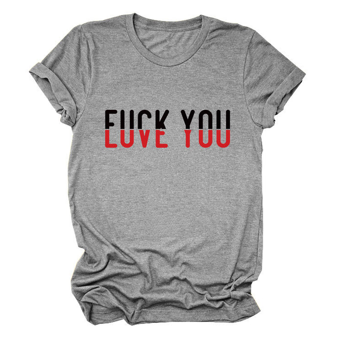 Fun printing love you casual short-sleeved comfortable simple versatile women's T-shirt