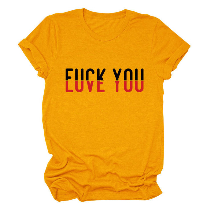 Fun printing love you casual short-sleeved comfortable simple versatile women's T-shirt