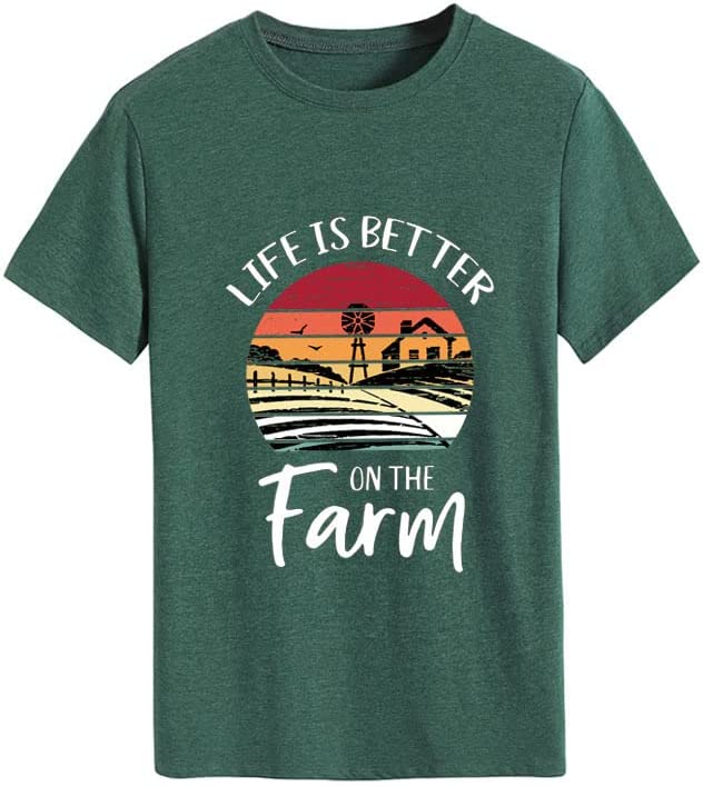 Funny Farming Shirt Women Life is Better on The Farm Tees Tops