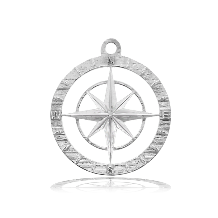 Garnet Stone Bracelet with Compass Rose Sterling Silver Charm