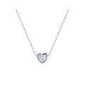 Genuine 925 Sterling Silver Opal Heart Pendant Necklace for Women Fine Jewelry Anniversary Gift
