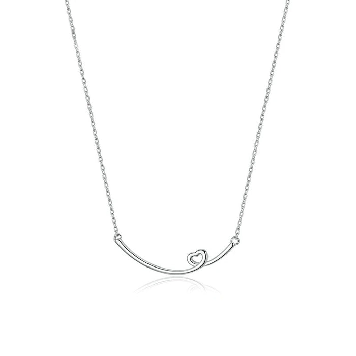 Genuine 925 Sterling Silver Smile Heart Necklace for Women Short Necklaces France Style