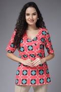 Geometric Grace Top; pattern offers style and comfortable fit for daily wear.