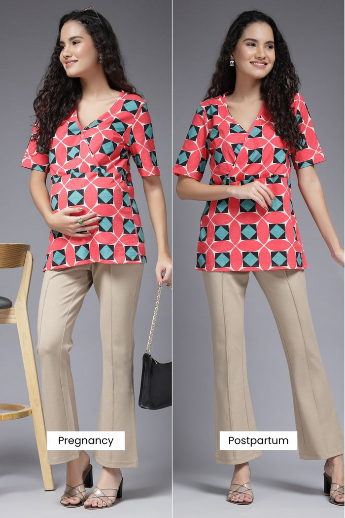 Geometric Grace Feeding Top; zipless access ensures simple and quick nursing.