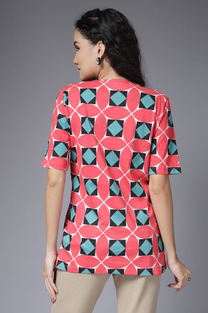 Geometric Grace Top; back design offers support and shape.
