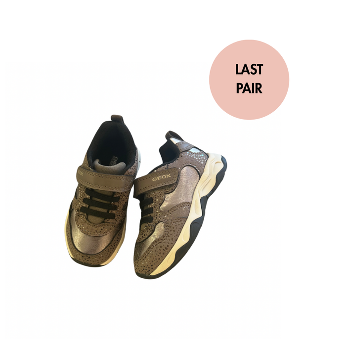 Geox Kids Trainers | Calco Velcro | Smoke Grey & Gold