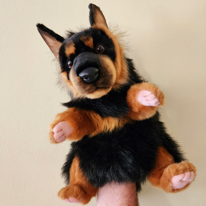 German Shepherd Dog Puppet by Hansa True to Life Look Plush Animal Learning Toy