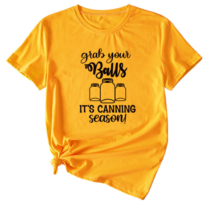 Giabyur Simple Letter Pattern Ladies Short Sleeve T-shirt