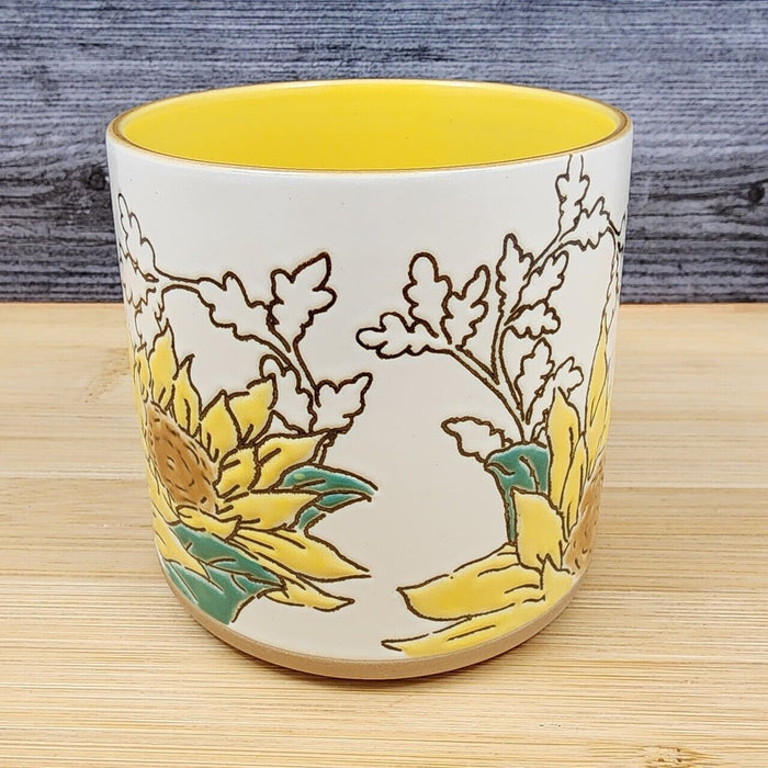 Gilded Sunflower Floral Canister Set by Blue Sky 4" & 5" Embossed Kitchen Pots