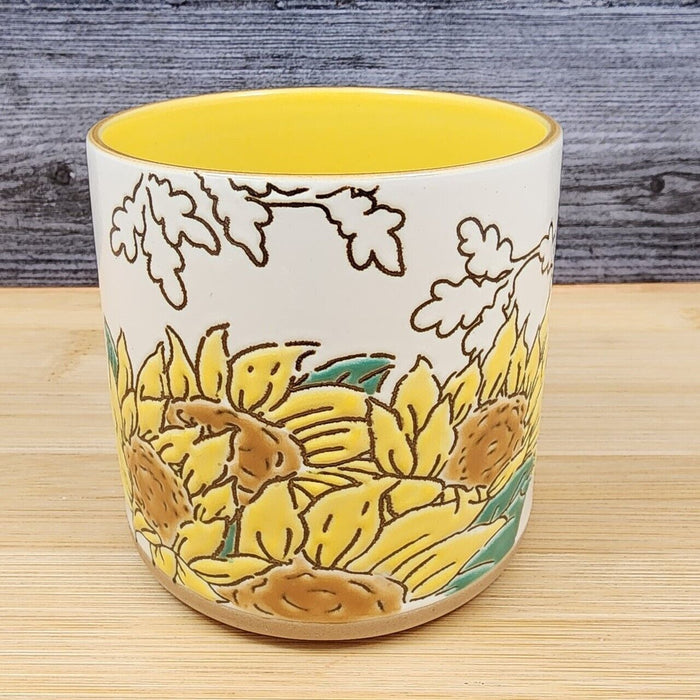 Gilded Sunflower Floral Canister Set by Blue Sky 4" & 5" Embossed Kitchen Pots