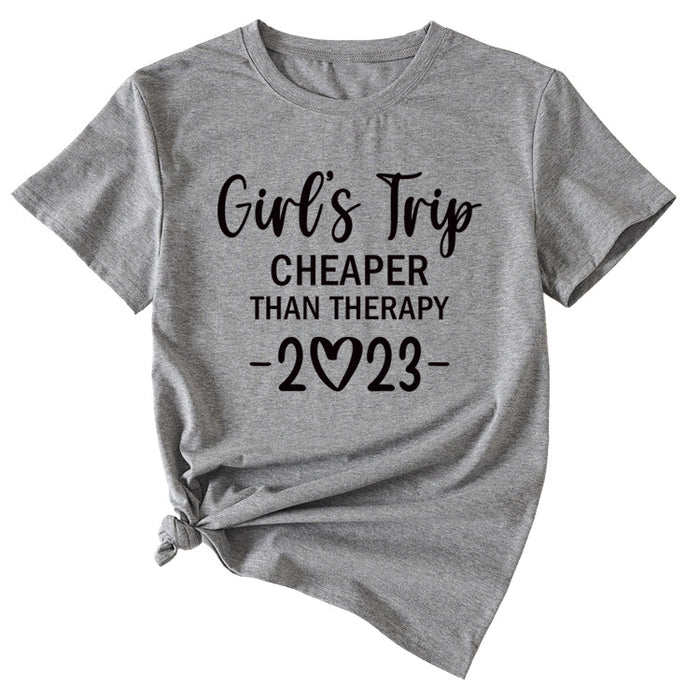 Girl's Trip Cheeper Round Neck Letter Women's T-shirt Fashion Short SleeveT-Shirt