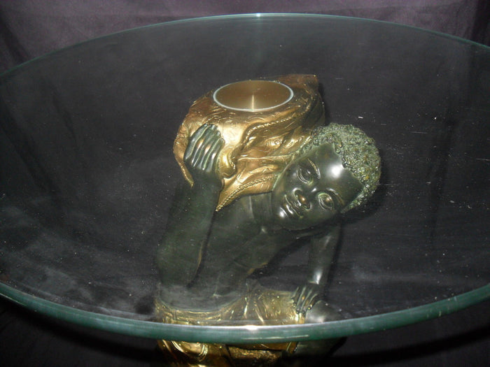 Glass Top Table - Blackamoor "Kneeling"-Jantiques LLC.